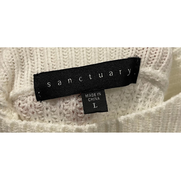 SANCTUARY Winter White Ivory Bare Off Shoulder Sweater - Picture 3 of 4
